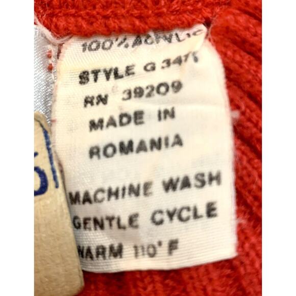 Vintage 80s 90s Repage Sweater Red Geometric Symbols Size Medium M Romania - Picture 5 of 8